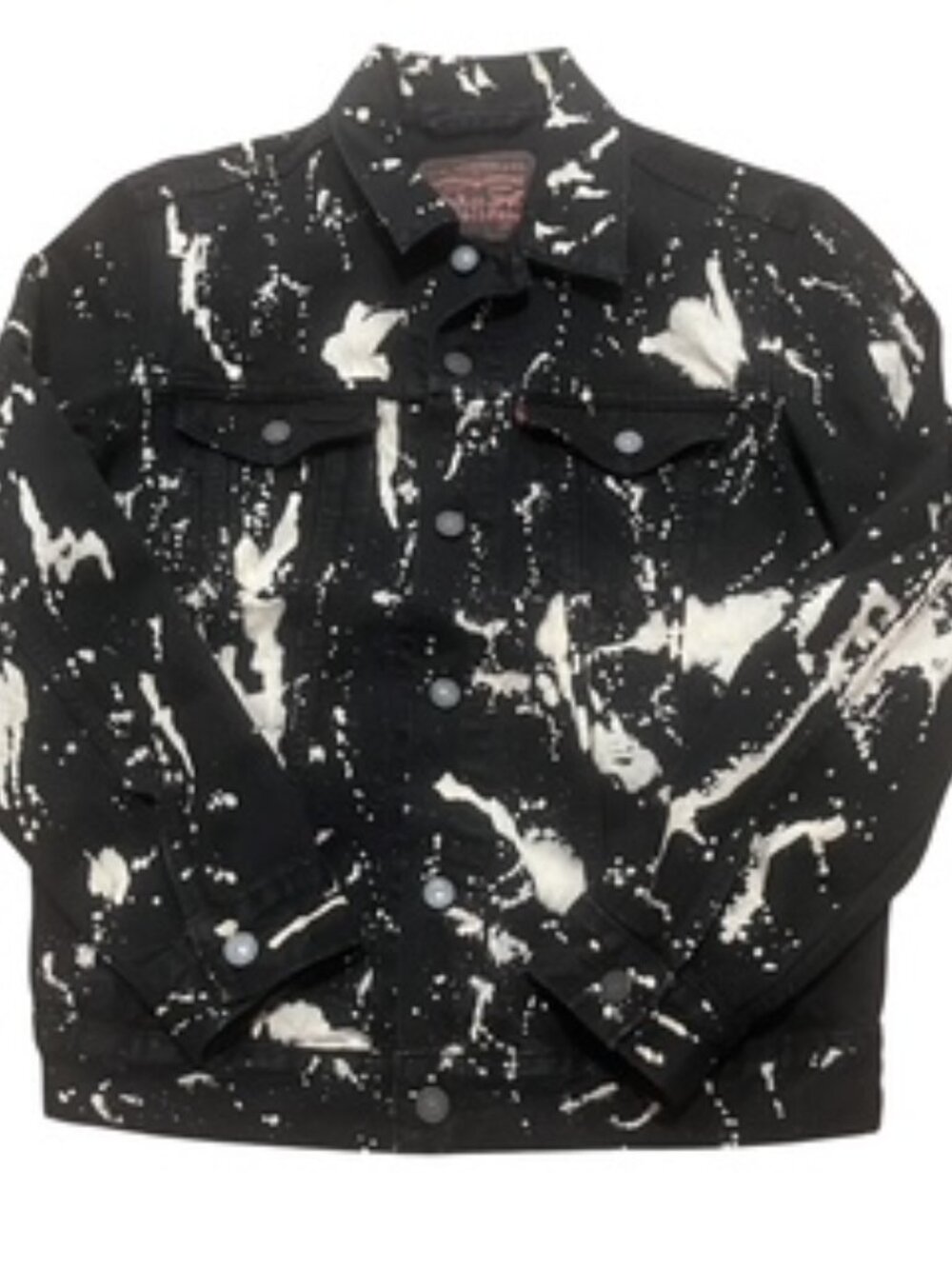 Levi’s Denim Jean‎ Jacket Adult MEDIUM Black Paint Splatter Unisex - Picture 5 of 12